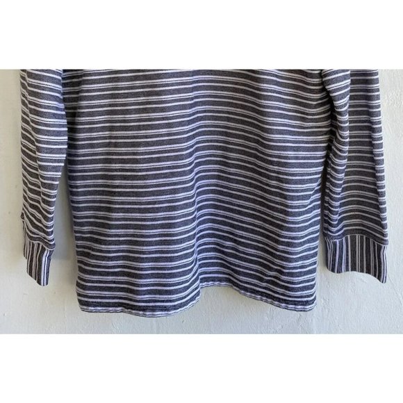 COPY - TALBOTS Cowl neck Knit Top Large Pullover Black White Striped Button Acc… - Picture 9 of 10